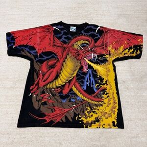 Vintage Liquid Blue Dungeons and Dragons T-Shirt Made in USA 1993 Men's Large